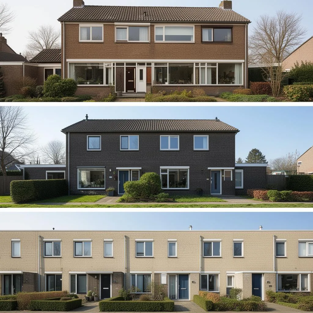 Drie typische Nederlandse woningen uit de jaren '70, '80 en '90
